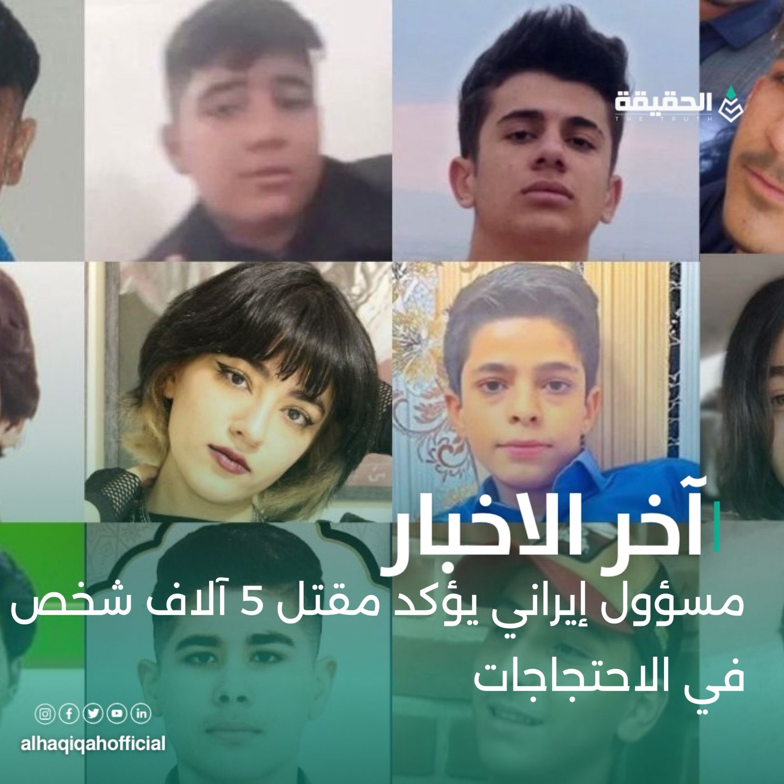 مسؤول إيراني يؤكد مقتل 5 آلاف شخص في الاحتجاجات
