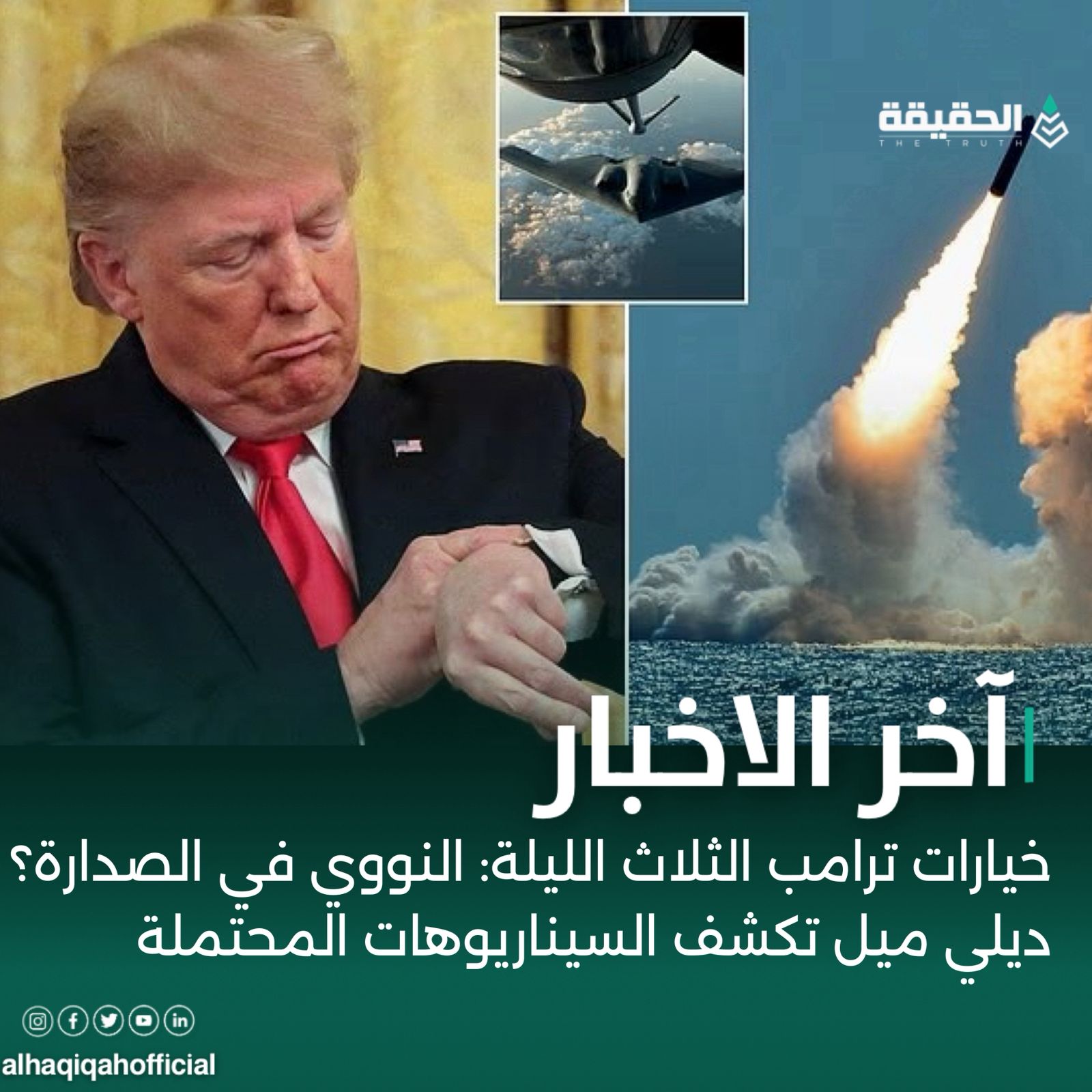 خيارات ترامب الثلاث الليلة: النووي في صدارة الأولويات؟ ديلي ميل تكشف السيناريوهات المحتملة