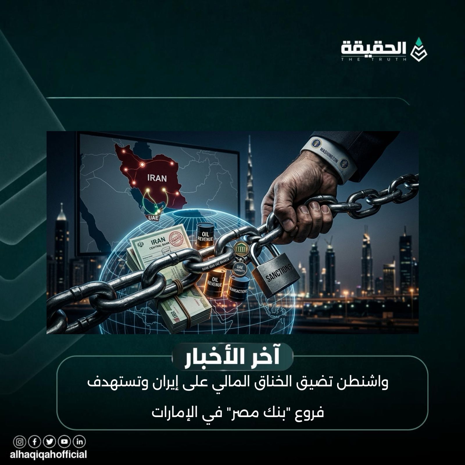 واشنطن تضيق الخناق المالي على إيران وتستهدف فروع "بنك مصر" في الإمارات
