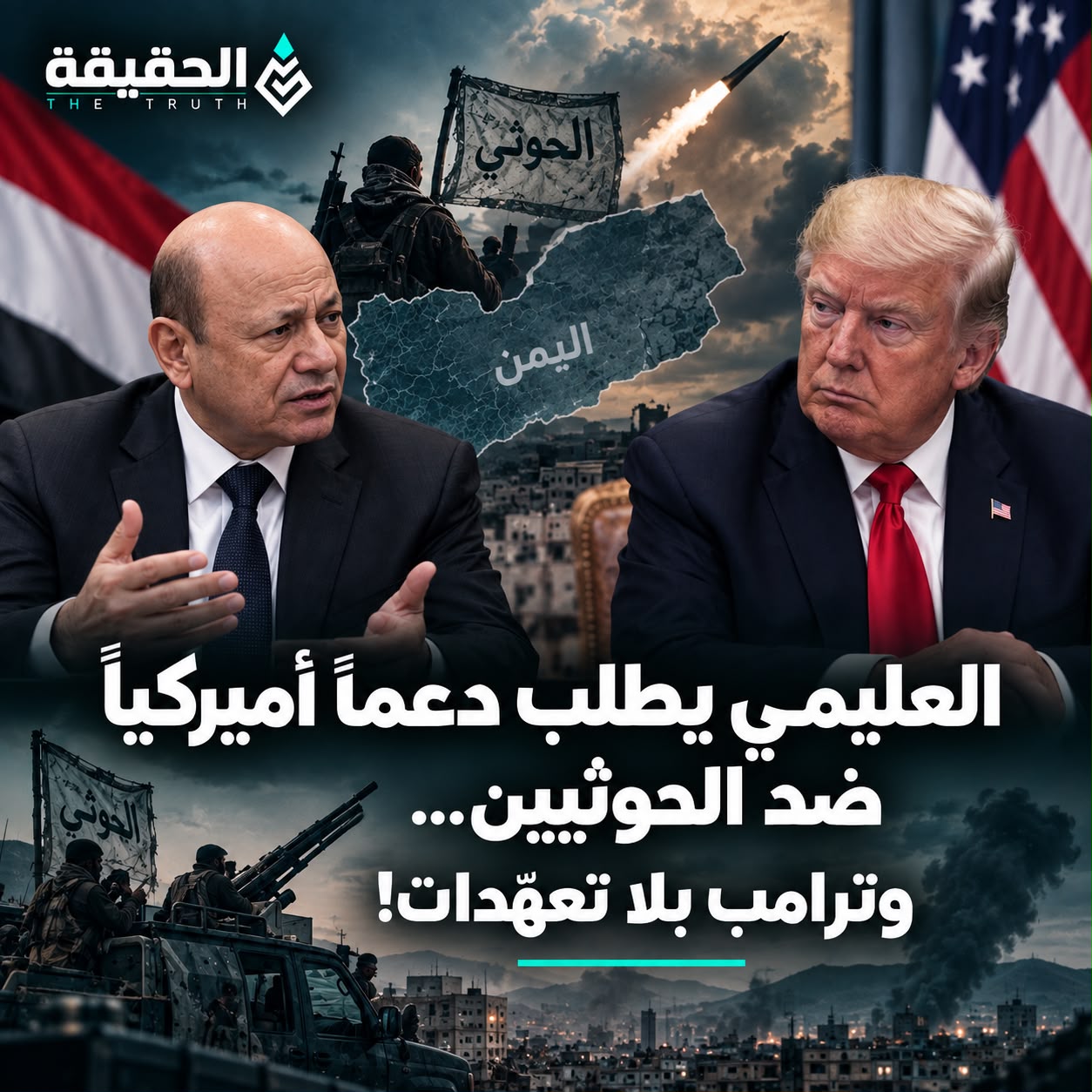 العليمي يطلب دعماً أميركياً ضد الحوثيين… وترامب بلا تعهّدات
