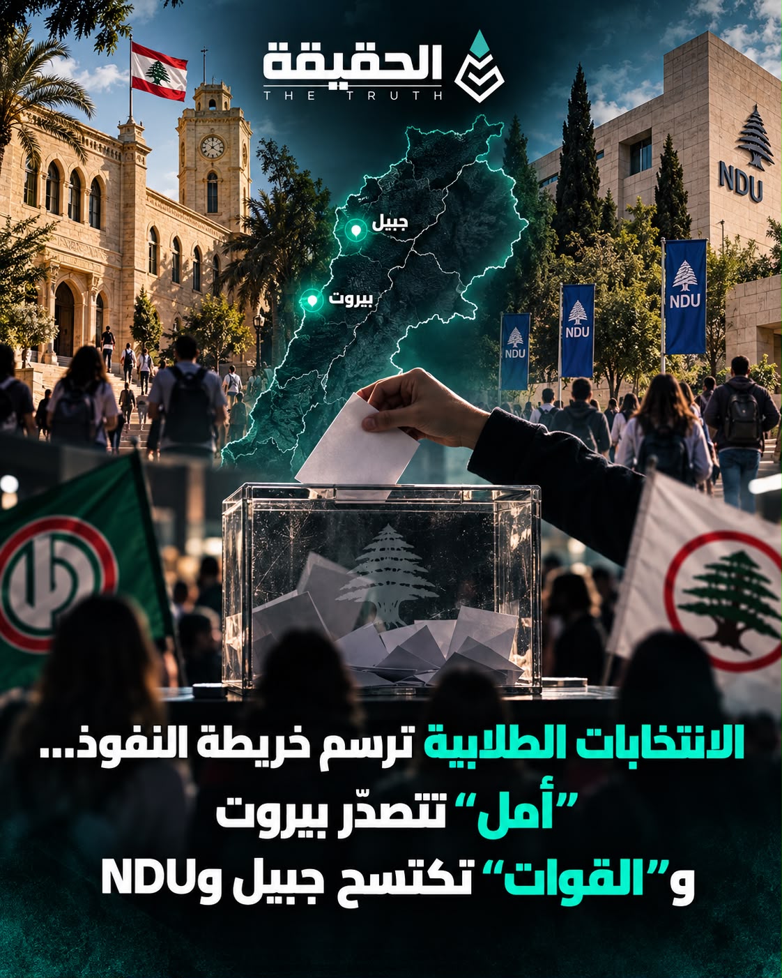 الانتخابات الطلابية ترسم خريطة النفوذ… “أمل” تتصدّر بيروت و”القوات” تكتسح جبيل وNDU