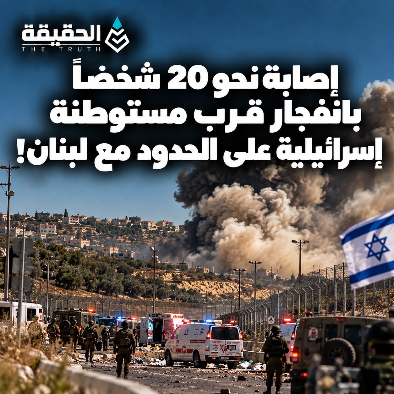 إصابة نحو 20 شخصاً بانفجار قرب مستوطنة إسرائيلية على الحدود مع لبنان