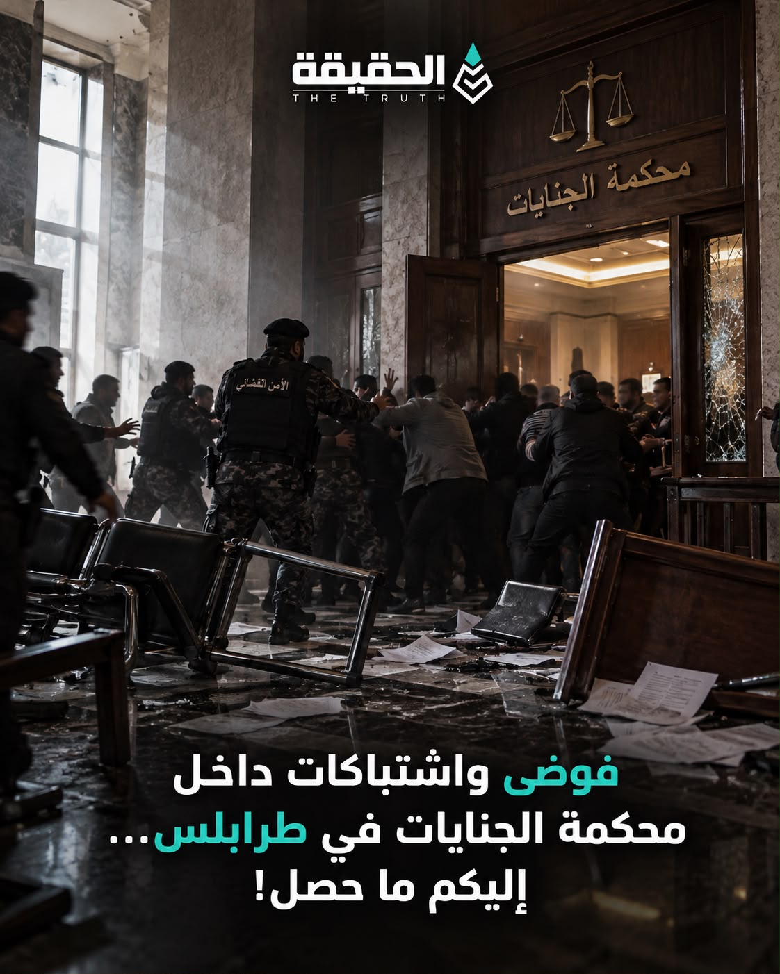 فوضى واشتباكات داخل محكمة الجنايات في طرابلس...إليكم ما حصل!