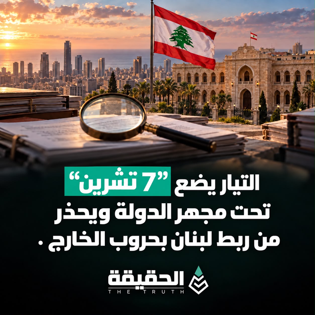 التيار يضع "7 تشرين" تحت مجهر الدولة ويحذّر من ربط لبنان بحروب الخارج
