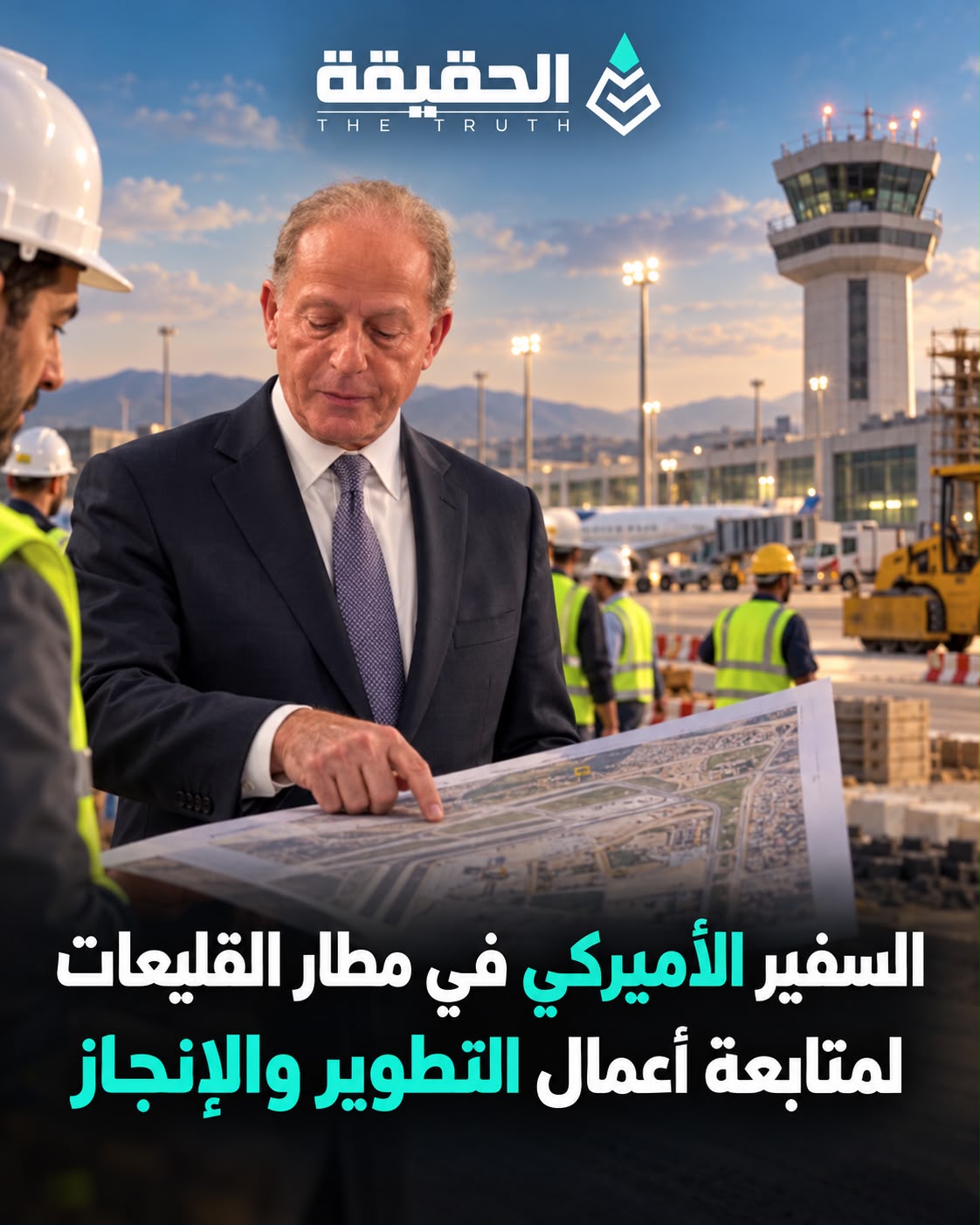 السفير الأميركي في مطار القليعات لمتابعة أعمال التطوير والإنجاز